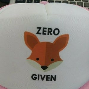 Pink & White "Zero Fox Given" trucker hat. New